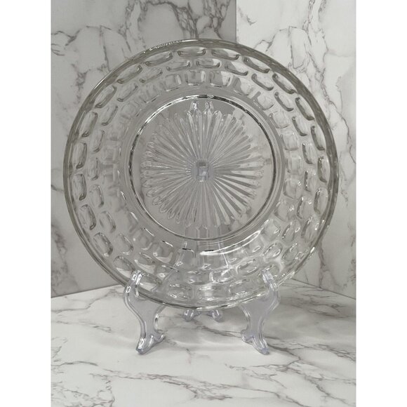 Vintage Federal Glass Clear Glass Thumbprint Bowl “Yorktown" Depression Era 8” - Picture 4 of 6